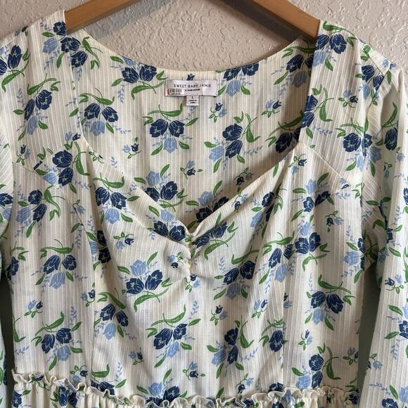 Sweet Baby Jamie‎ Floral Midi Sweetheart Neck Dress L Ditsy Cottagecore Prairie - Picture 3 of 13